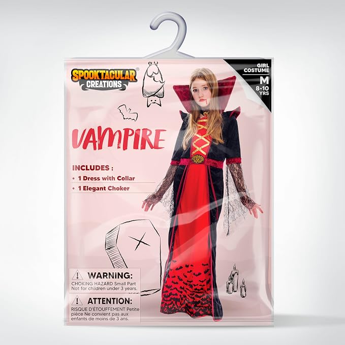 Girls Royal Vampire Costume - Deluxe Gothic Victorian Vampiress Set – Ventayo