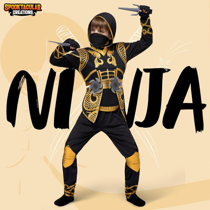 Kids' Golden Halloween Ninja Costume Set – Ventayo