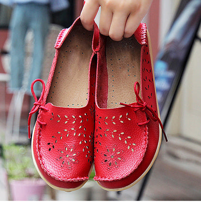 Gratia Leather Feather Loafers Flats