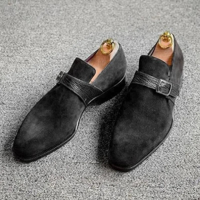 Herren Kunstwildleder Schnallenriemen Business Arbeitskleidung Schuhe Herbst Winter Slipper Loafer