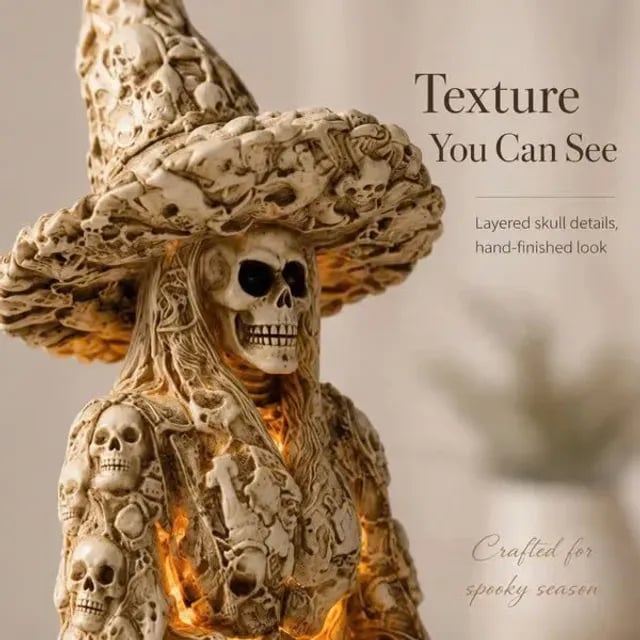 WitchGlow – Spooky Skeleton Witch Ornament