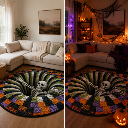 SpookyPortal – 3D Skeleton Vortex Halloween Rug