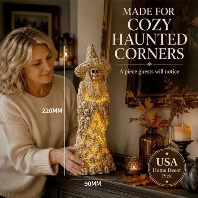 WitchGlow – Spooky Skeleton Witch Ornament