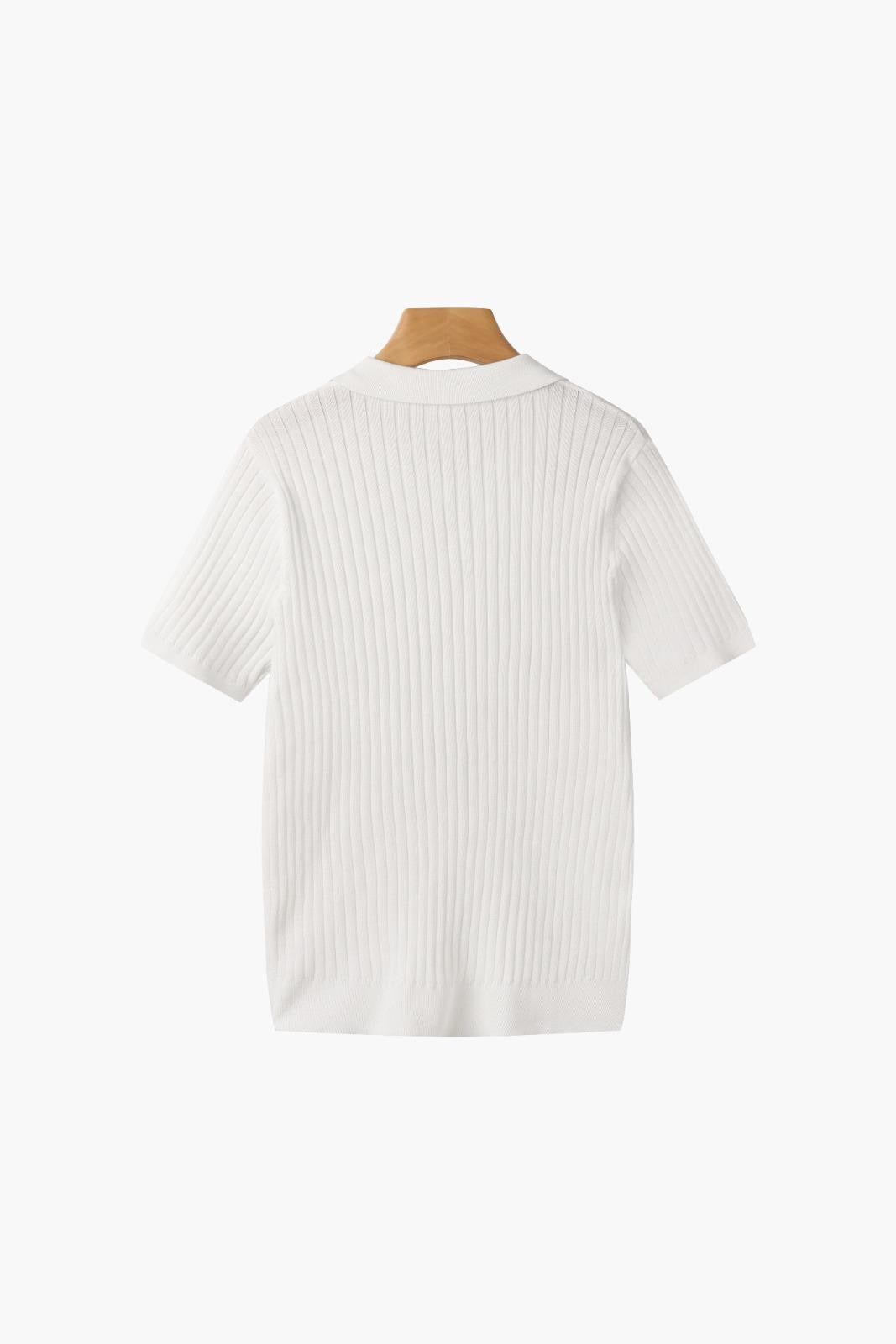 CHUNCHEON Casual Polo – Men’s Cotton-Blend V-Neck Polo Shirt with Ribbed Texture