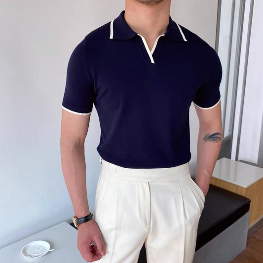 OSAN Polo – Men’s 100% Cotton Tailored V-Neck Polo Shirt with Stitch Detailing