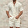 Mykonos Men’s Summer Outfit Set – Woven Cotton Shirt & Matching Shorts