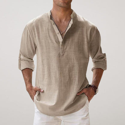 CAPRI Men’s Linen Summer Shirt – Breathable 100% Linen with Rolled-Up Sleeves