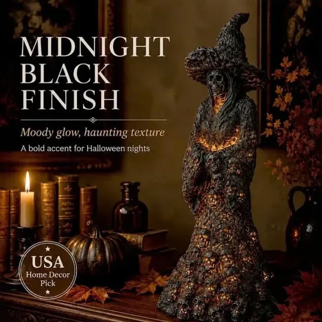 WitchGlow – Spooky Skeleton Witch Ornament