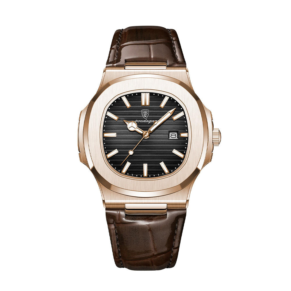 GENEVA Leather Watch – Men’s 41mm Chronograph Stainless Steel Case Watch with Leather Strap