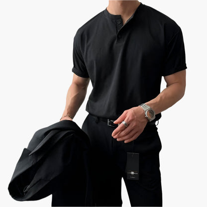 DAEGU Men’s Buttoned Collar T-Shirt – 100% Cotton, Tailored Fit & Short Sleeves