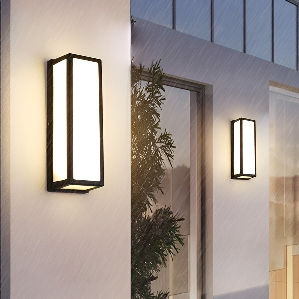 Aplique de pared contemporáneo negro rectangular con sensor de movimiento LED impermeable