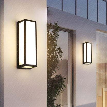 Aplique de pared contemporáneo negro rectangular con sensor de movimiento LED impermeable