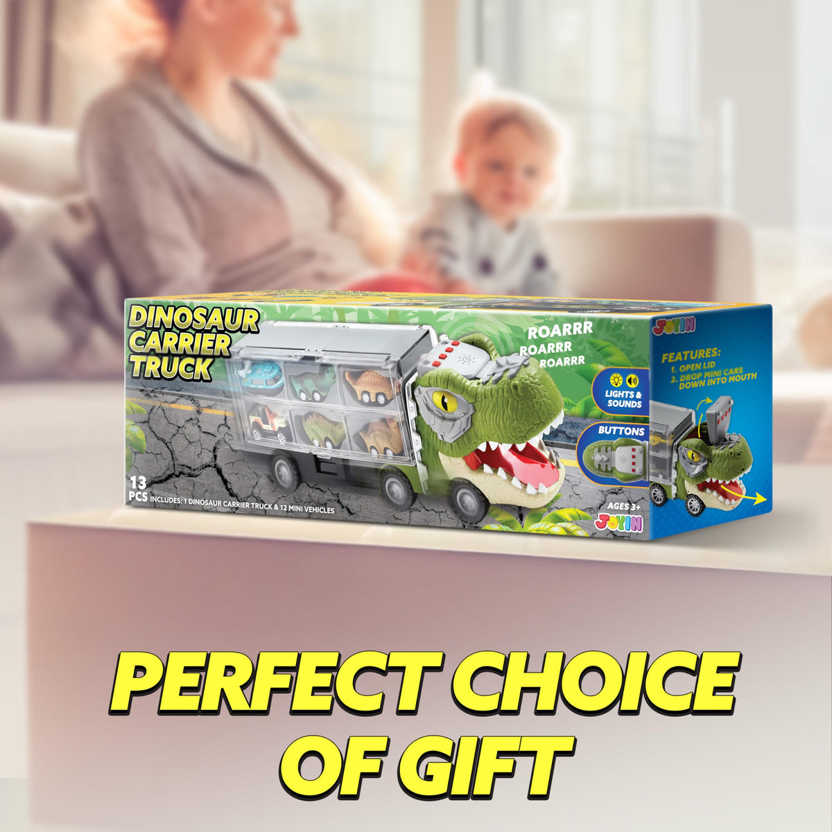 13 in 1 Dinosaur Transport Carrier Truck with Mini Car Set – Ventayo