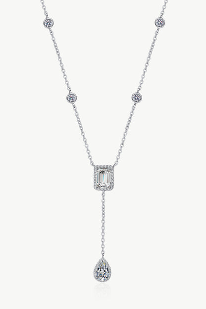 Elegance Cascade 3 Carat Moissanite Double Drop Pendant Necklace