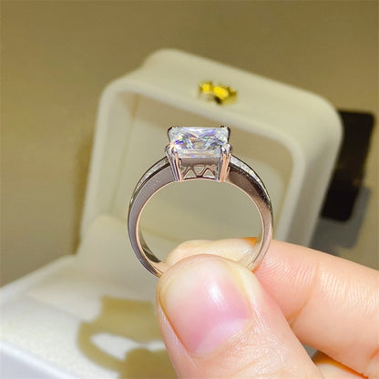 Radiant Square 3 Carat Moissanite Silver Ring