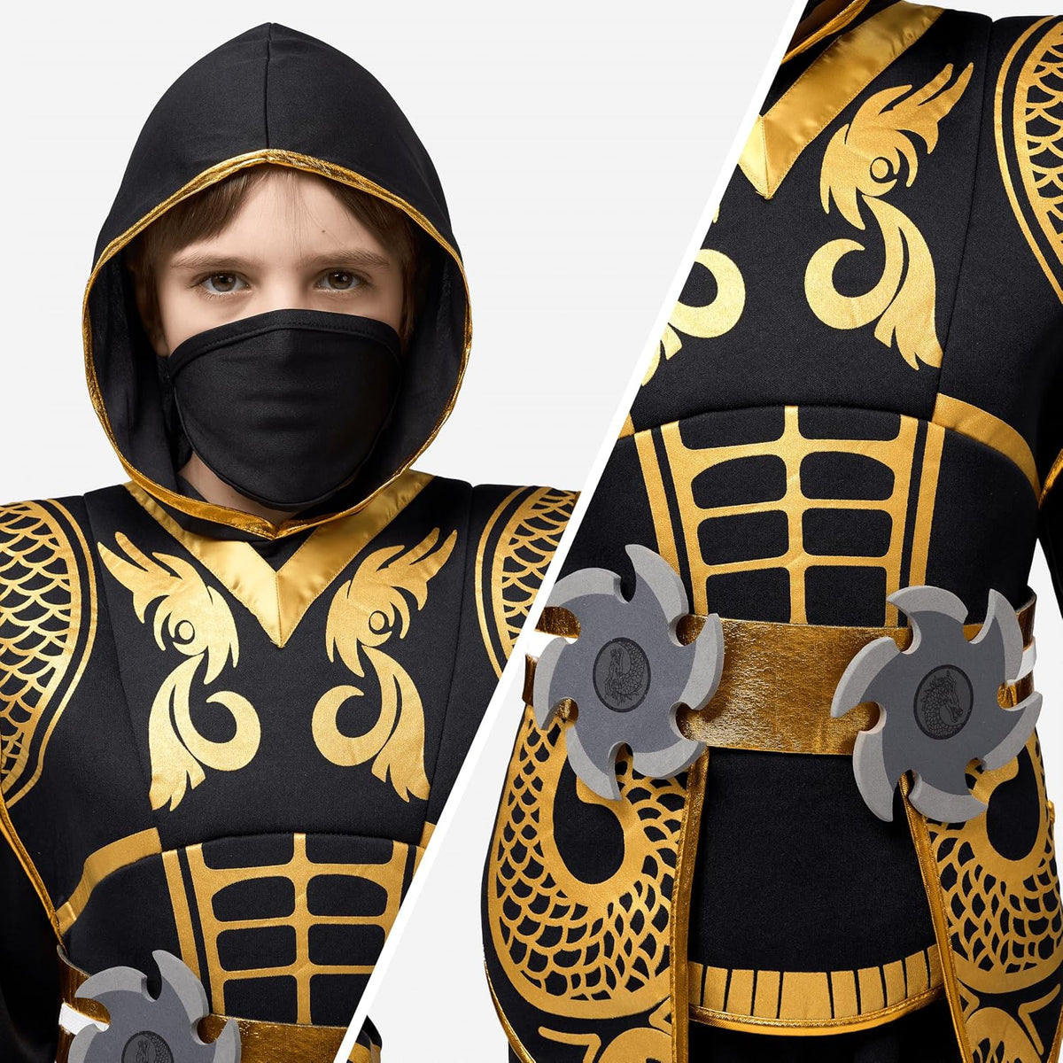 Kids' Golden Halloween Ninja Costume Set – Ventayo