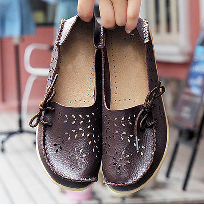 Gratia Leather Feather Loafers Flats