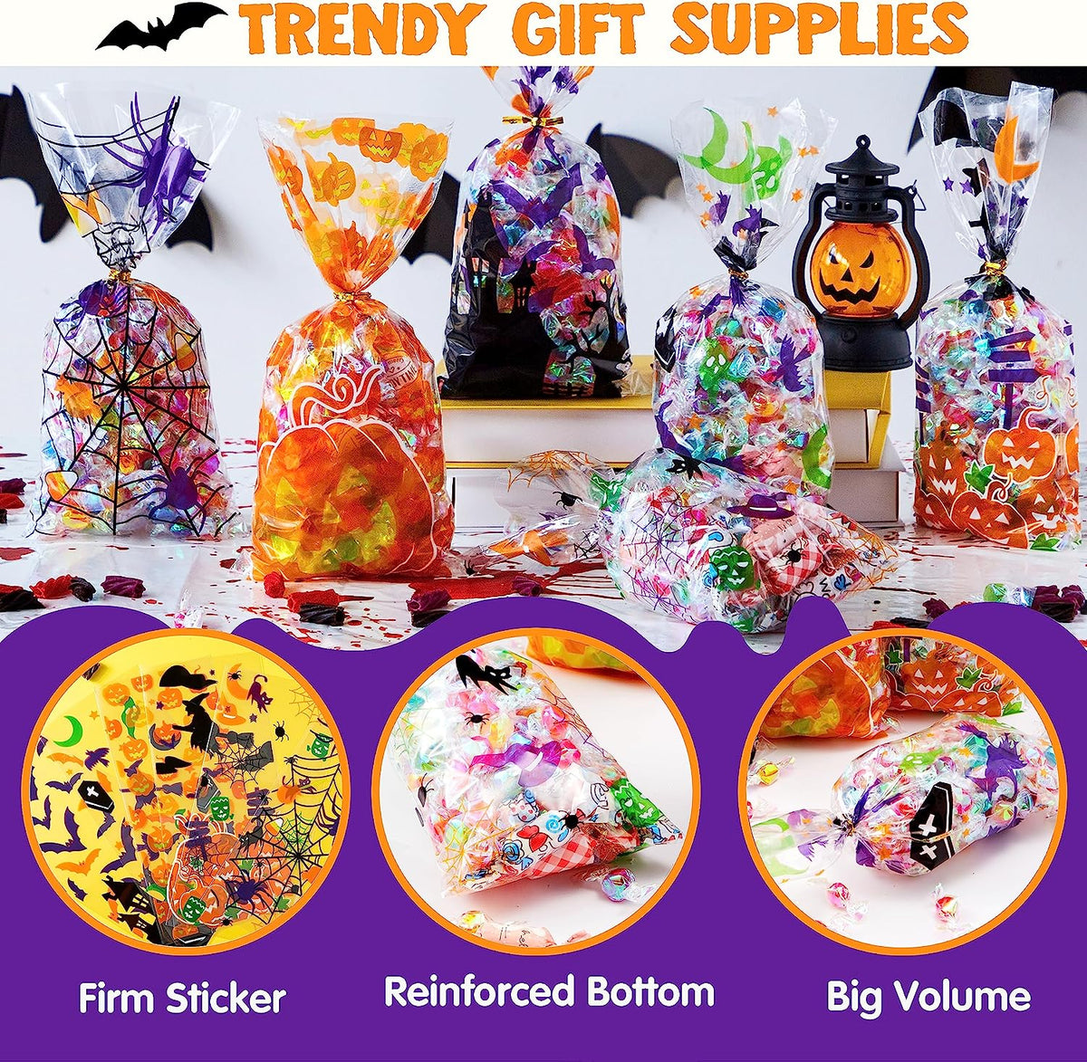 Halloween Cellophane Rectangle Treat Bags, 150 Pcs – Ventayo
