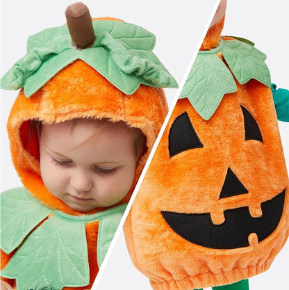 Baby Pumpkin Costume with Green Leaves - Toddler Halloween Outfit – Ventayo