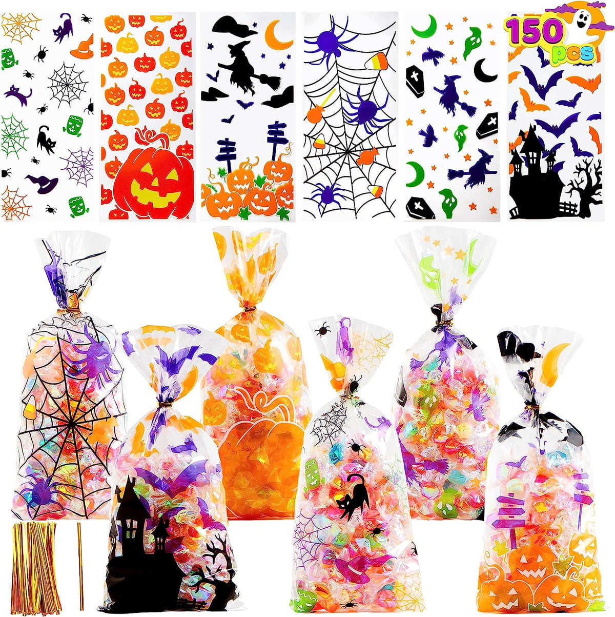 Halloween Cellophane Rectangle Treat Bags, 150 Pcs – Ventayo