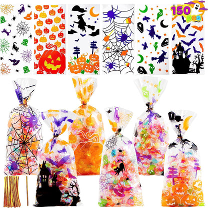 Halloween Cellophane Rectangle Treat Bags, 150 Pcs – Ventayo