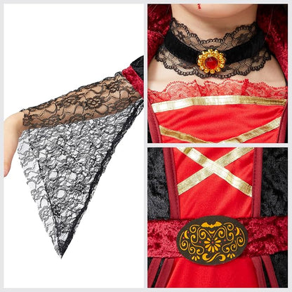 Girls Royal Vampire Costume - Deluxe Gothic Victorian Vampiress Set – Ventayo