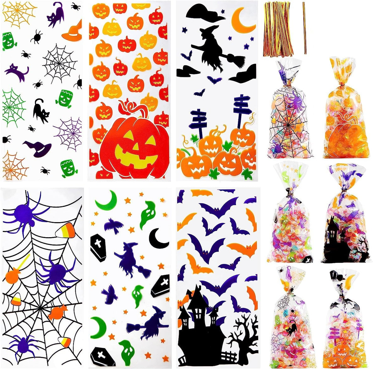 Halloween Cellophane Rectangle Treat Bags, 150 Pcs – Ventayo