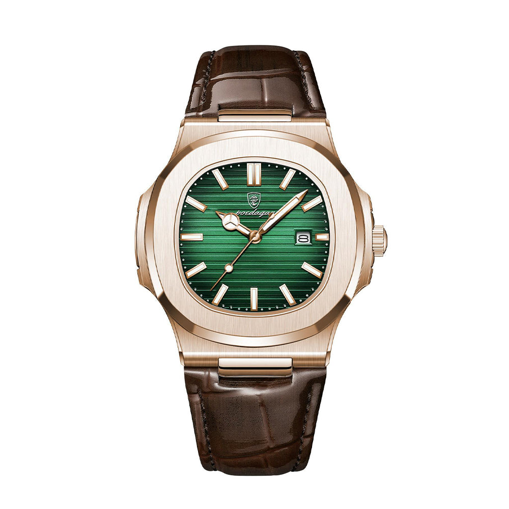 GENEVA Leather Watch – Men’s 41mm Chronograph Stainless Steel Case Watch with Leather Strap