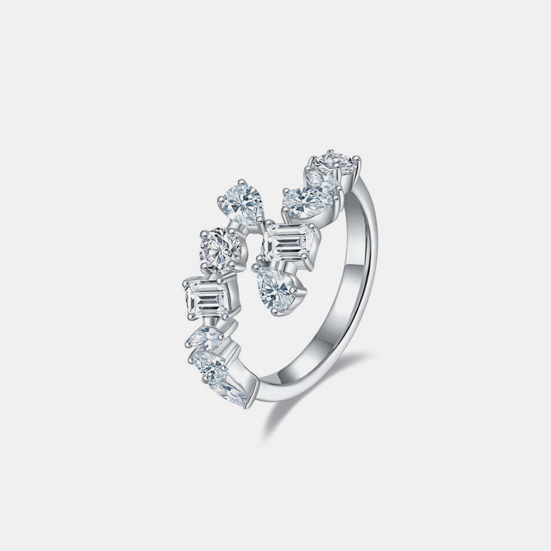 Twinkling Path 2.6 Carat Moissanite Silver Bypass Ring