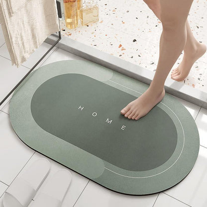 Absorbent Bath Mat (Oval) - Waterproof & Non slip Rubber Shower Mat