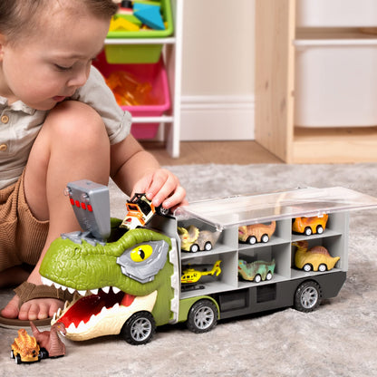 13 in 1 Dinosaur Transport Carrier Truck with Mini Car Set – Ventayo