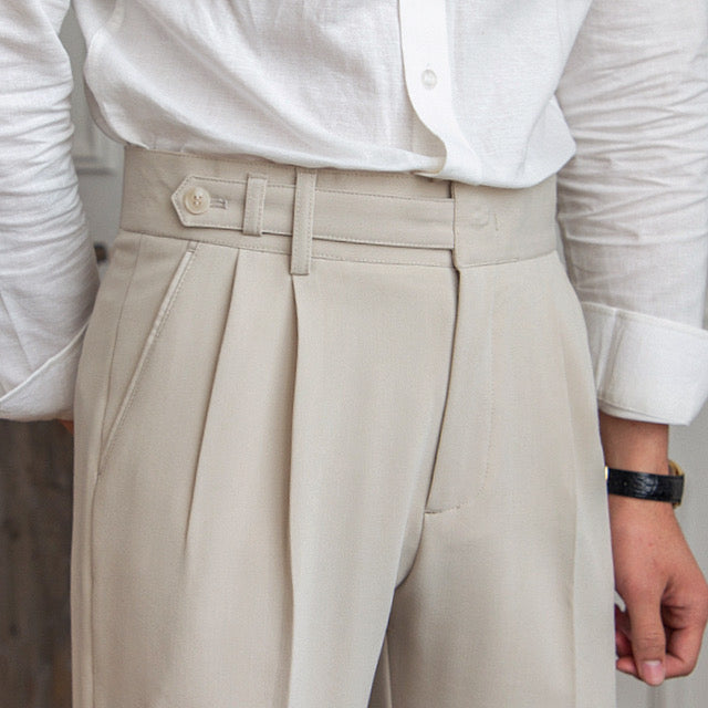 PARIS Old Money Trousers – Men’s Classic Tailored Pants with Adjustable Buckle