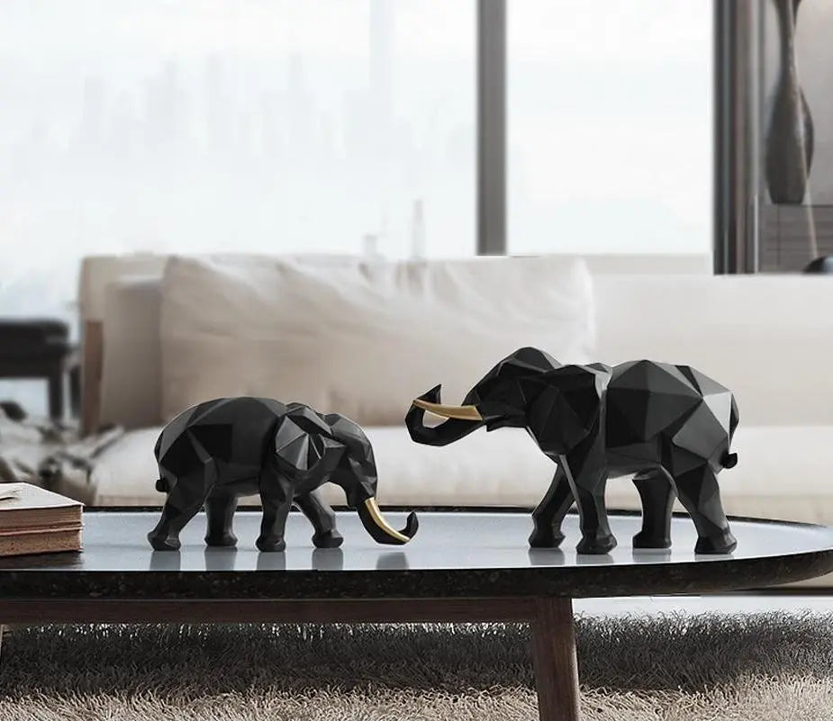 Abstract Elephant Figurine Set