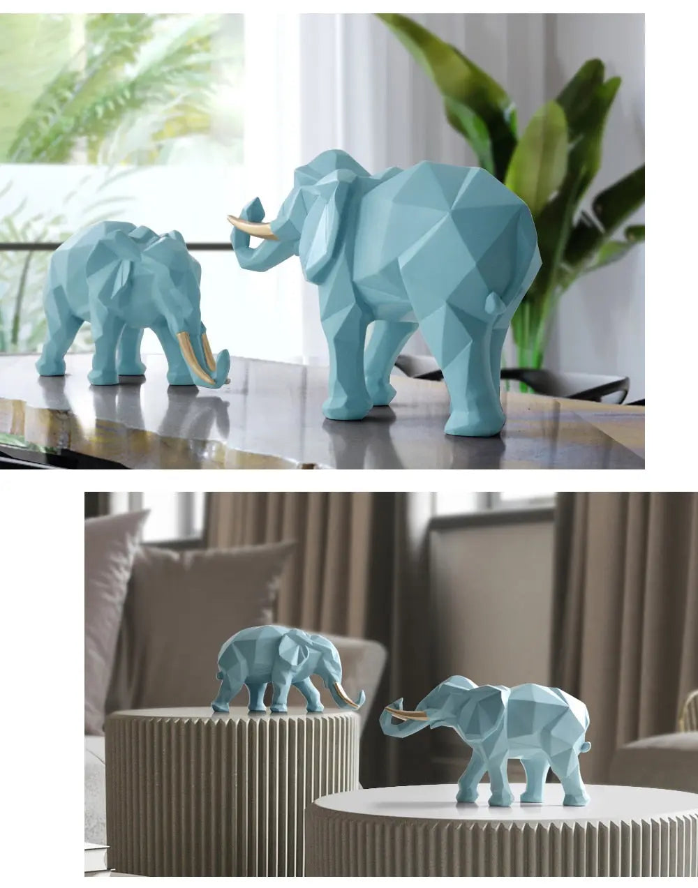 Abstract Elephant Figurine Set