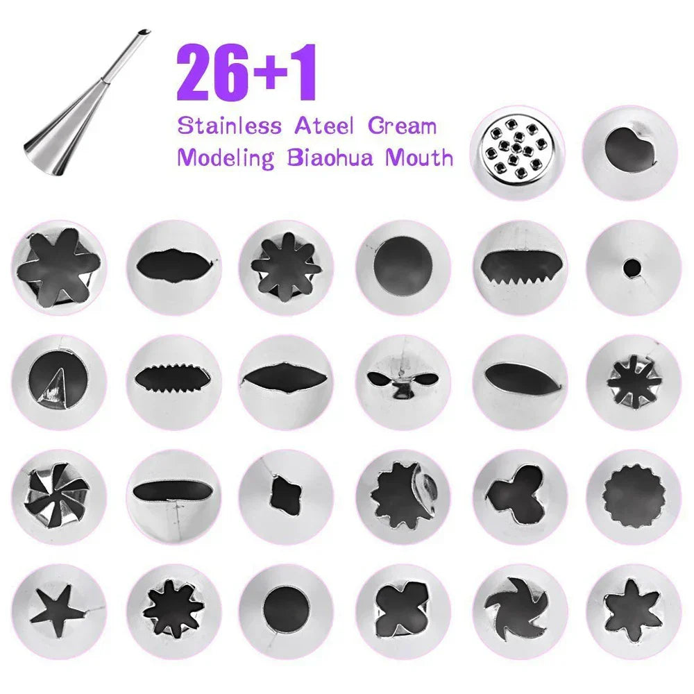 66/74-Piece Professional Cake Decorating Set – Stainless Steel Nozzles & Tools