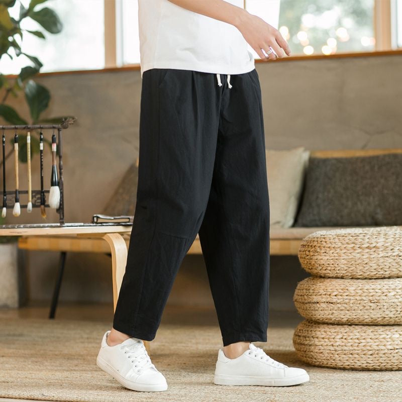 JEJU Wide Linen Pants – Men’s Breathable Lightweight Relaxed Fit Linen Trousers