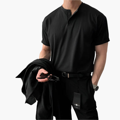 DAEGU Men’s Buttoned Collar T-Shirt – 100% Cotton, Tailored Fit & Short Sleeves