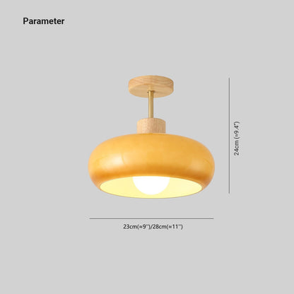 Inbouw plafondlamp kap minimalistisch hout/glas wit/oranje