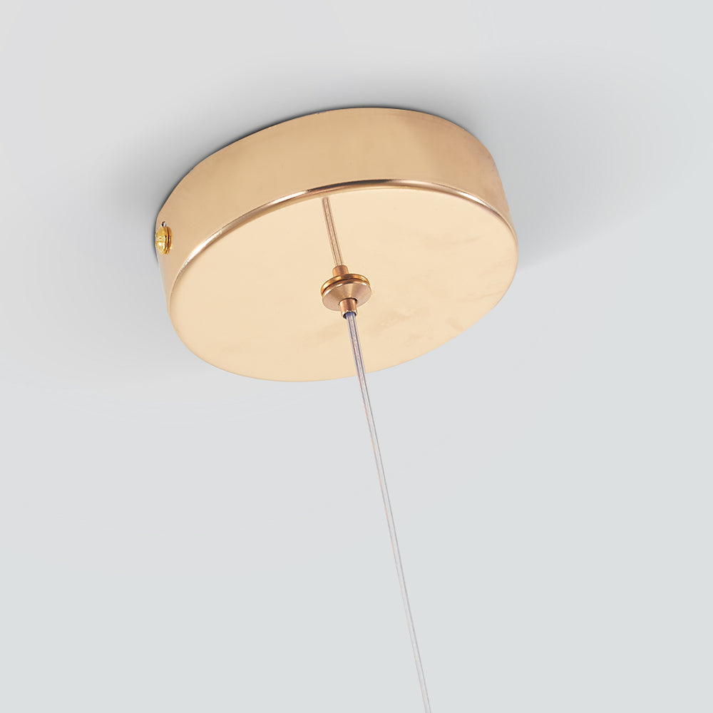 Lámpara colgante de lágrima dorada cristal metal dormitorio