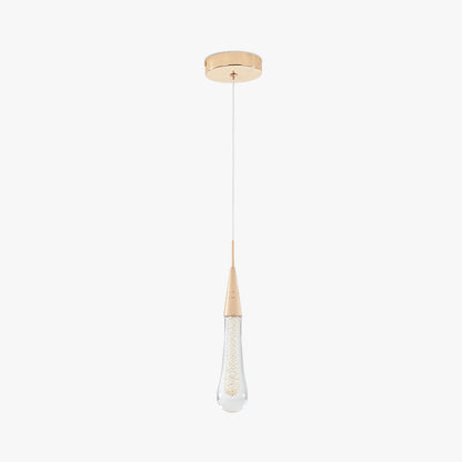 Lámpara colgante de lágrima dorada cristal metal dormitorio