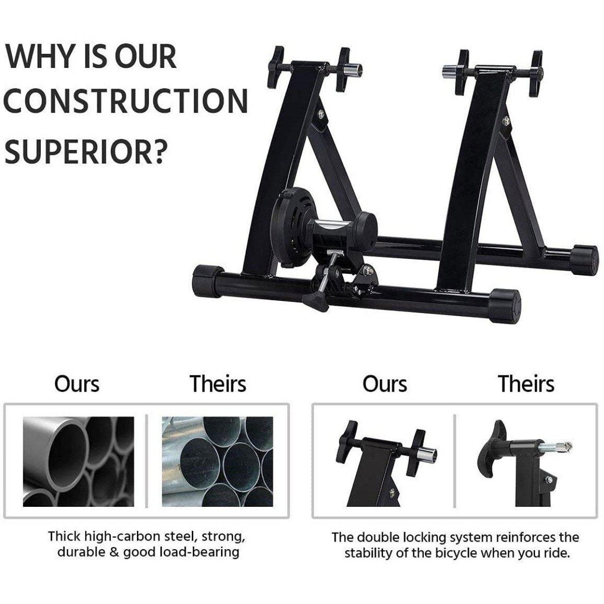 Trainer per bici - Supporto per bici fissa - Supporto per trainer bici indoor - Supporto magnetico per trainer bici - Supporto per esercizi bici - Supporto bici per ciclismo indoor