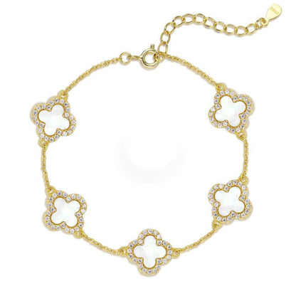 Premium Silber Eismatt Roségold Kleeblatt Armband