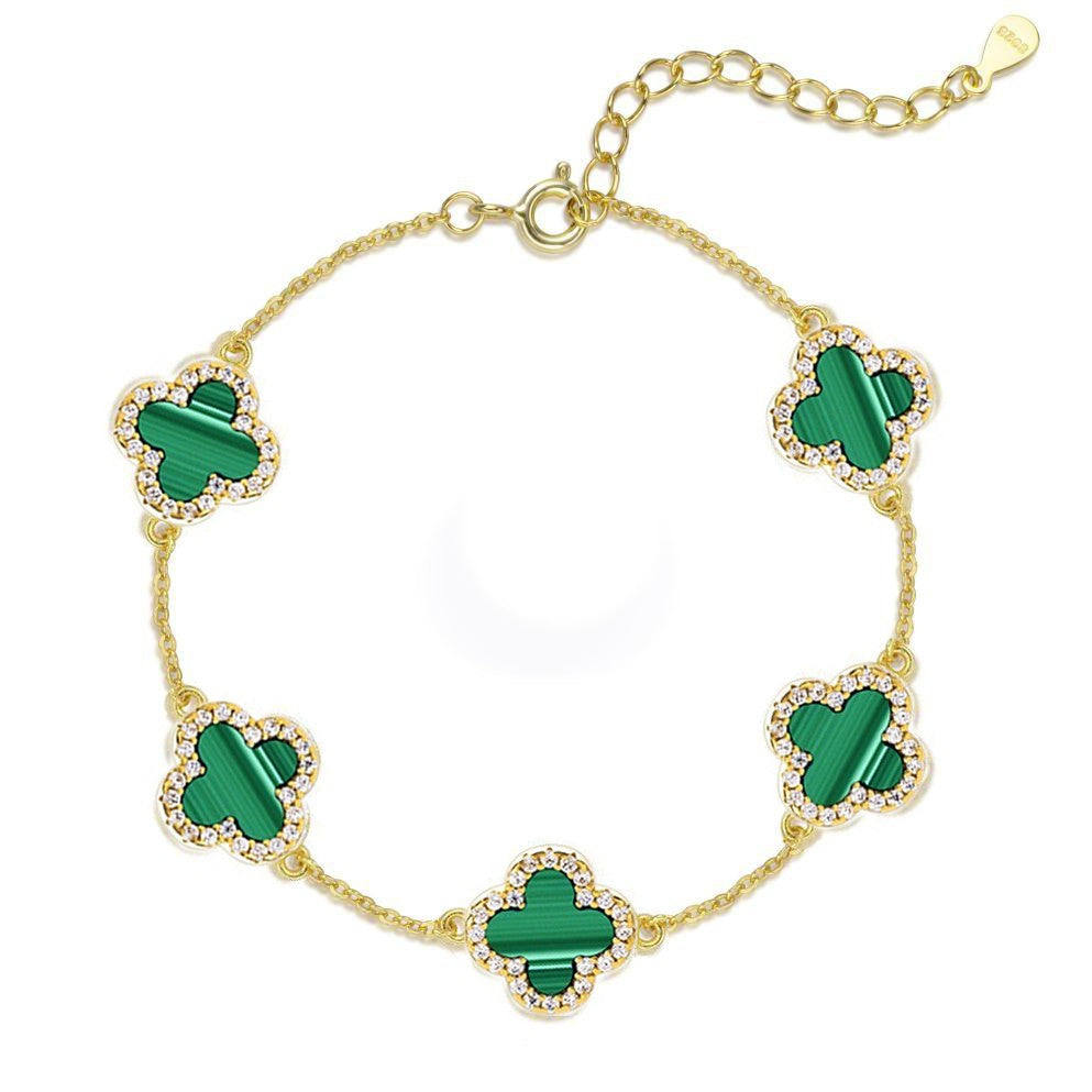 Premium Silber Eismatt Roségold Kleeblatt Armband