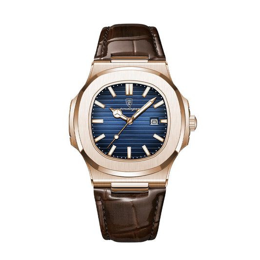 GENEVA Leather Watch – Men’s 41mm Chronograph Stainless Steel Case Watch with Leather Strap