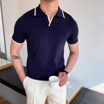 OSAN Polo – Men’s 100% Cotton Tailored V-Neck Polo Shirt with Stitch Detailing