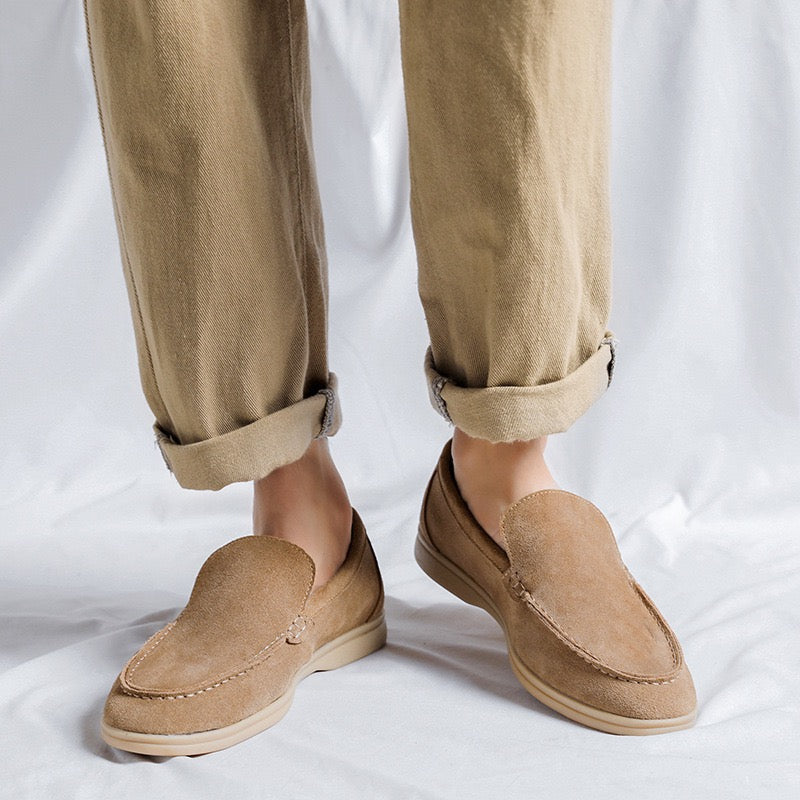 GEONWOO Old Money Suede Loafers – Men’s Premium Slip-On Suede Dress Shoes with Removable Insole