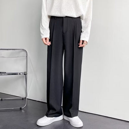 GUNSAN Fitted Trousers – Men’s Tailored Formal Pants with Pleats and Belt Loops