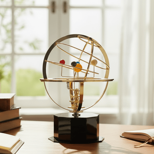 Ventayo – Celestial Brass | Solar System Orrery with Manual Rotation | Elegant Desktop Model for Educational Display