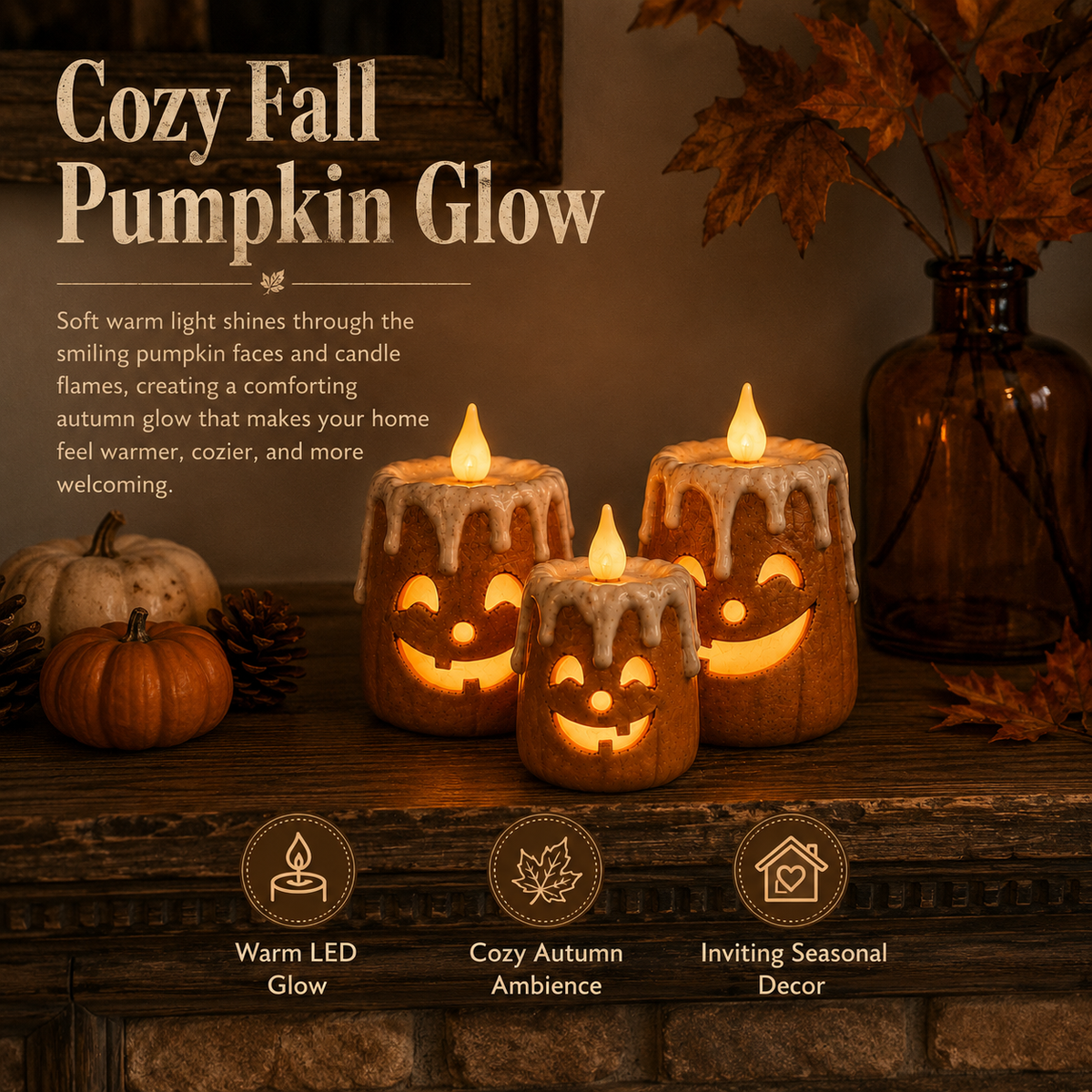 Lighted Autumn Pumpkin Candle Set – Ventayo