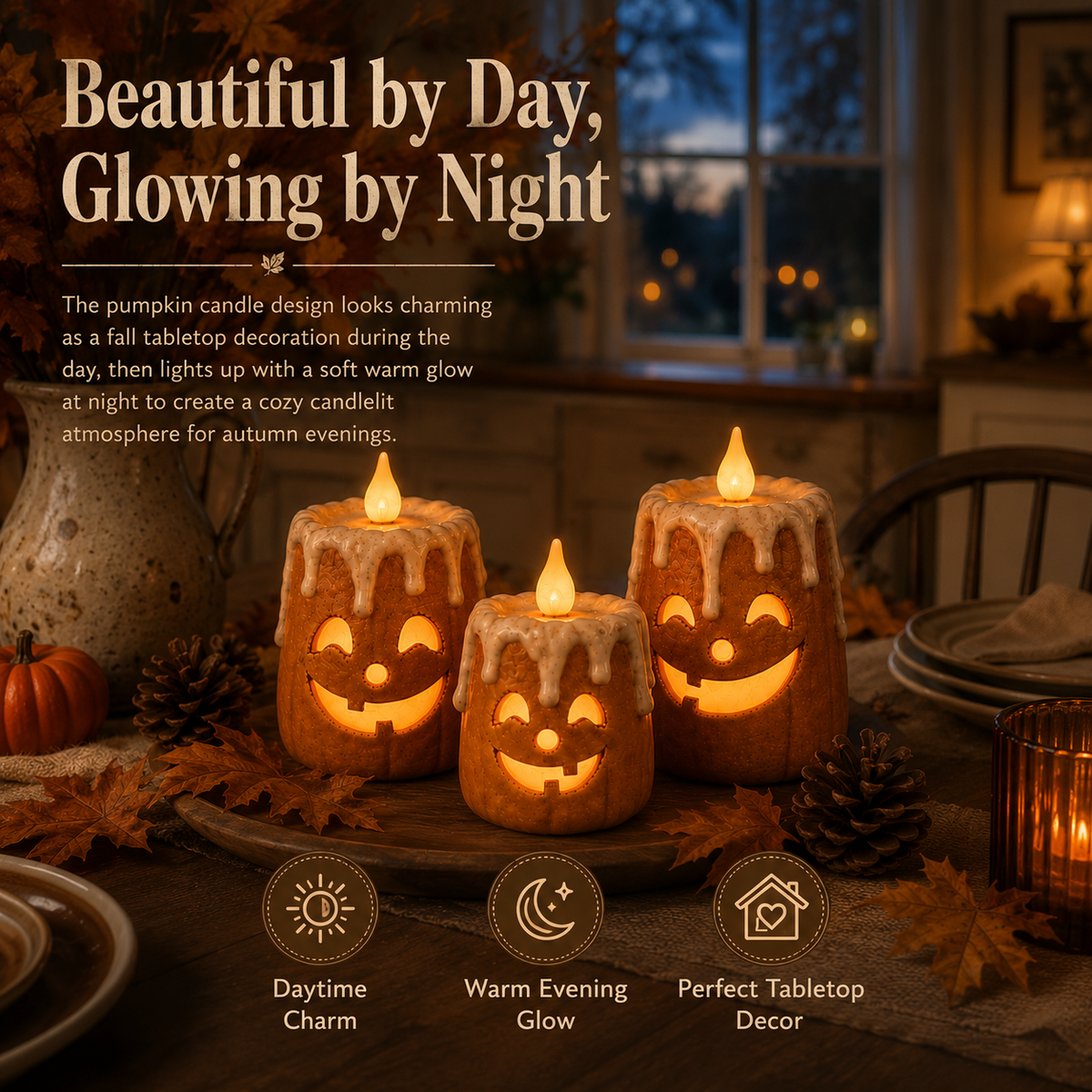 Lighted Autumn Pumpkin Candle Set – Ventayo